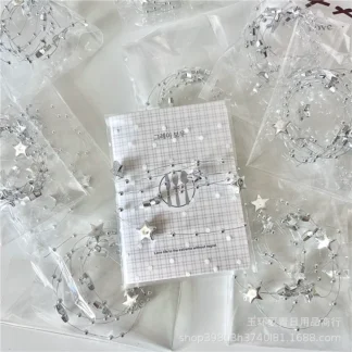 Elegant Card Packing Decoration Chain with Iridescent Beads, Silver Stars & Rope for Home Decor